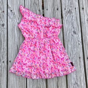 2/$10 Girls DOLLHOUSE Sheer Floral Overlay One Shoulder Dressy Dress Size 5 6